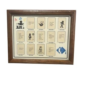 VTG K-12 Student School Photos Wood Wall Picture Frame Wallet Size Memories NOS